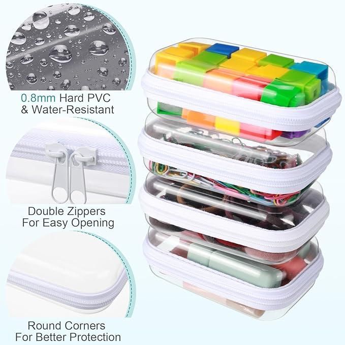 6 Pcs Clear Hard Zipper Pouches for Multipurpose Use