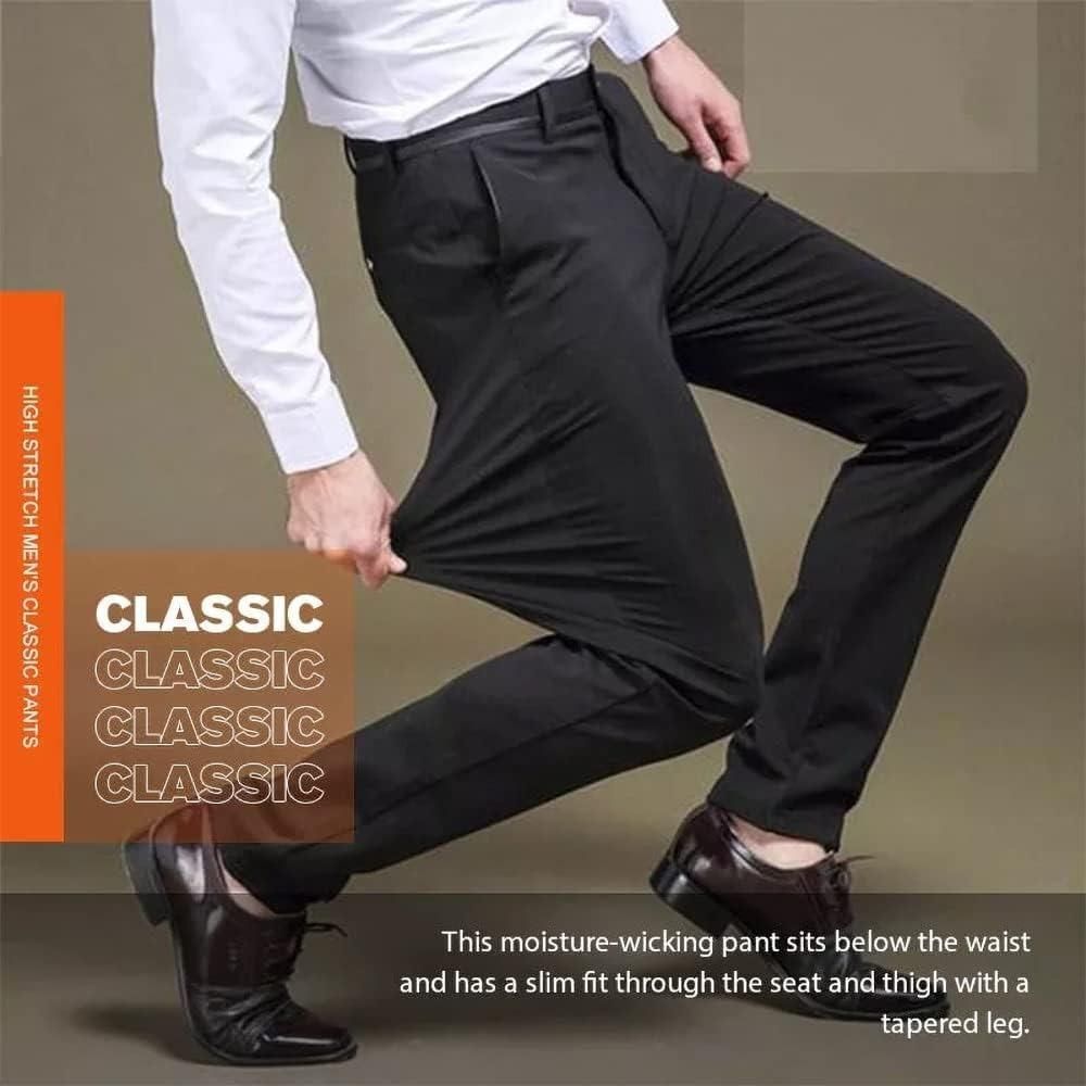 High Elasticity Men’s Classic Pants – Pack of 3 | Comfortable Cotton Regular Fit Casual Pants