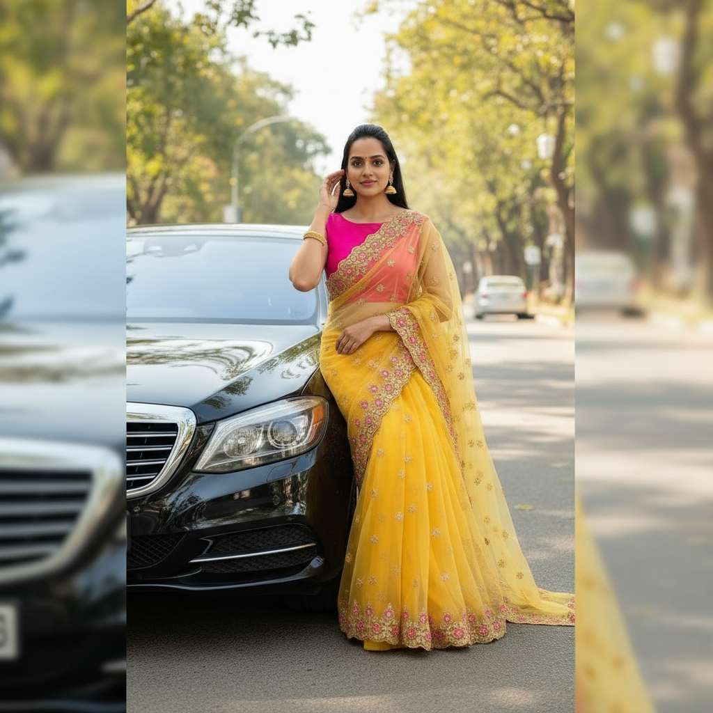 Special Net Saree with Exquisite Embroidered Work – Elegant Party Wear Saree