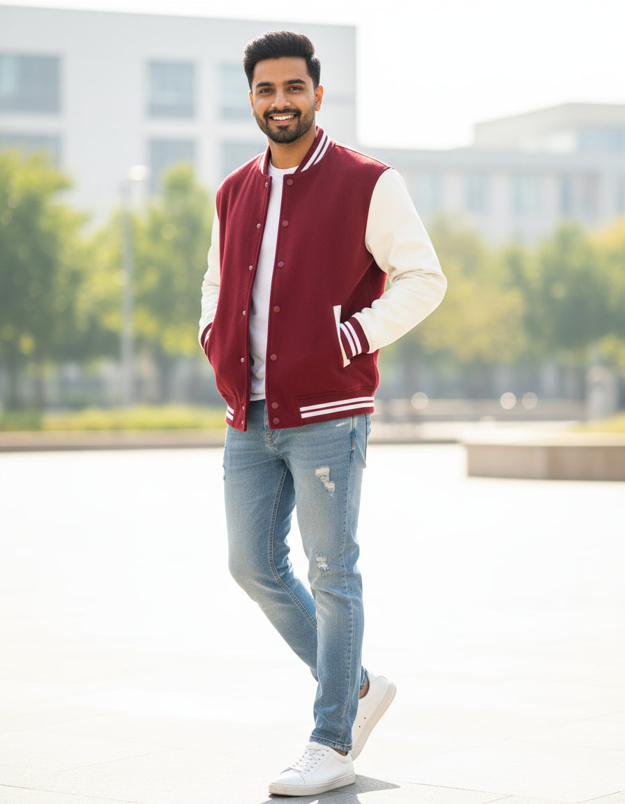 Classic Unisex Varsity Jacket – 100% Cotton | Premium 300 GSM Comfort & Style
