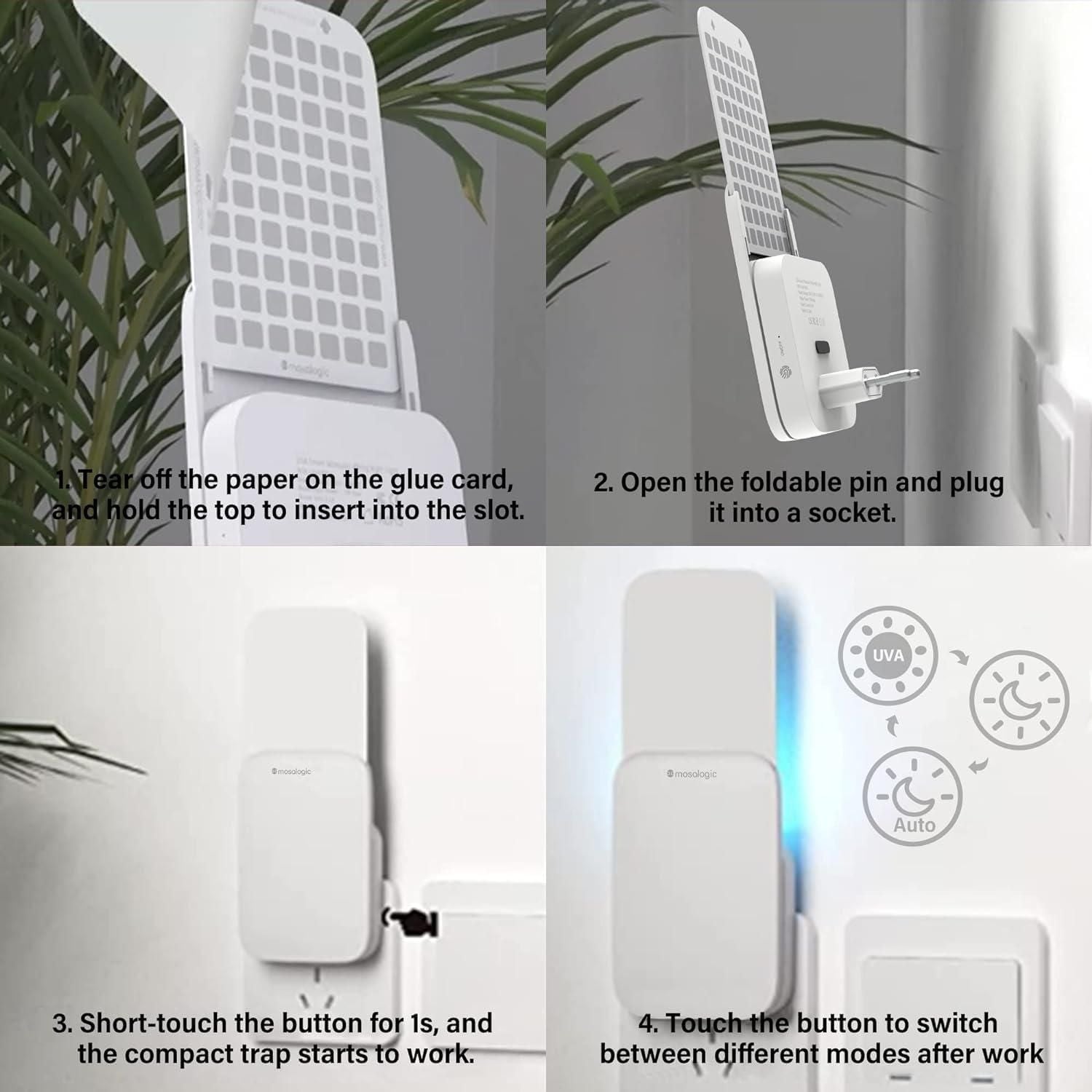 White electronic device with instructions on how to use it, featuring text and icons.