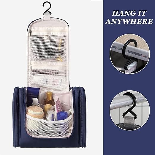Compact travel toiletry bag packed easily inside a suitcase