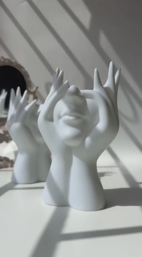 Aesthetic Face Vase - Glossy Ceramic Decorative Planter for Home & Office