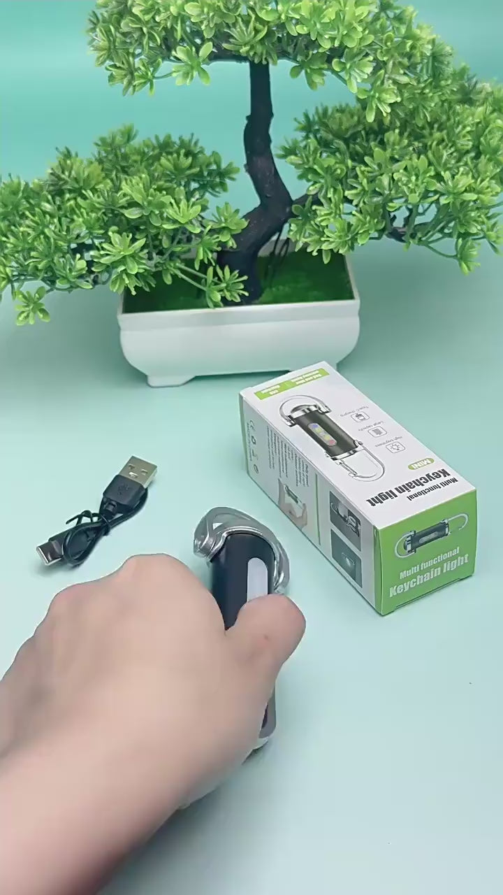 Rechargeable Keychain Flashlight – Bright COB Mini EDC Torch with Multiple Light Modes | Portable USB Rechargeable Keychain Light for Walking, Camping & Hiking