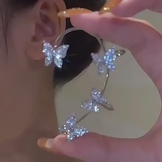 Stylish Butterfly Ear Crawler Cuff Earrings for Women & Girls – Silver Plated Fashion Jewelry
